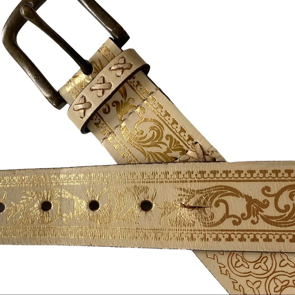 Men’s genuine leather belt size XL gold/yellow